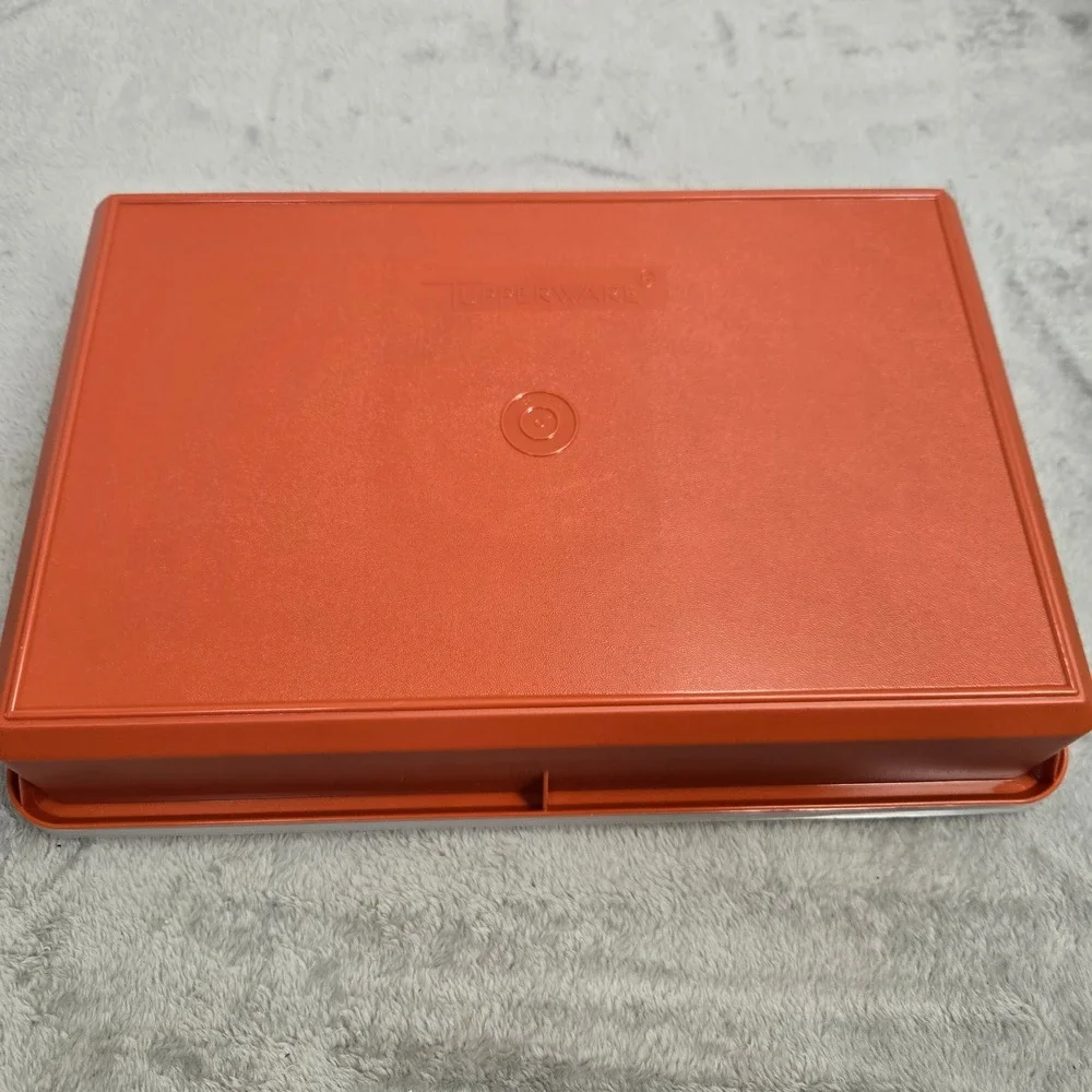 Tupperware Rectangular Storage Container Burnt Orange Rust with Translucent Lid